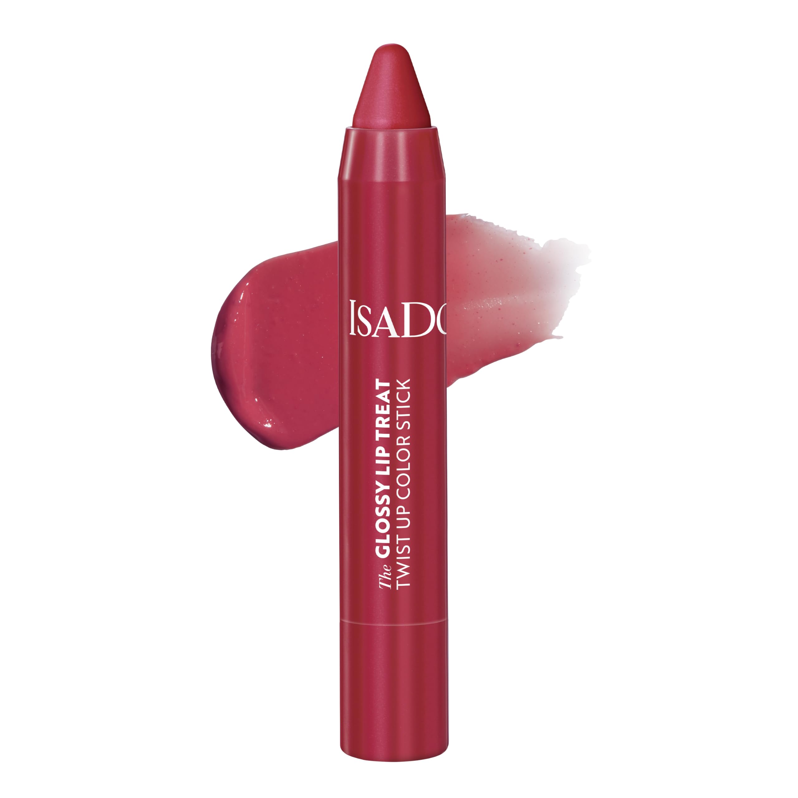 Isadora The Glossy Lip Treat Twist Up Colour Lip Stick - Rossetto Idratante Con Squalano, Vegano, Senza Sperimentazione Sugli Animali, Assorbente, Non Adesivo, Lucido (Rhubarb Red 12, 3,3 G)-image