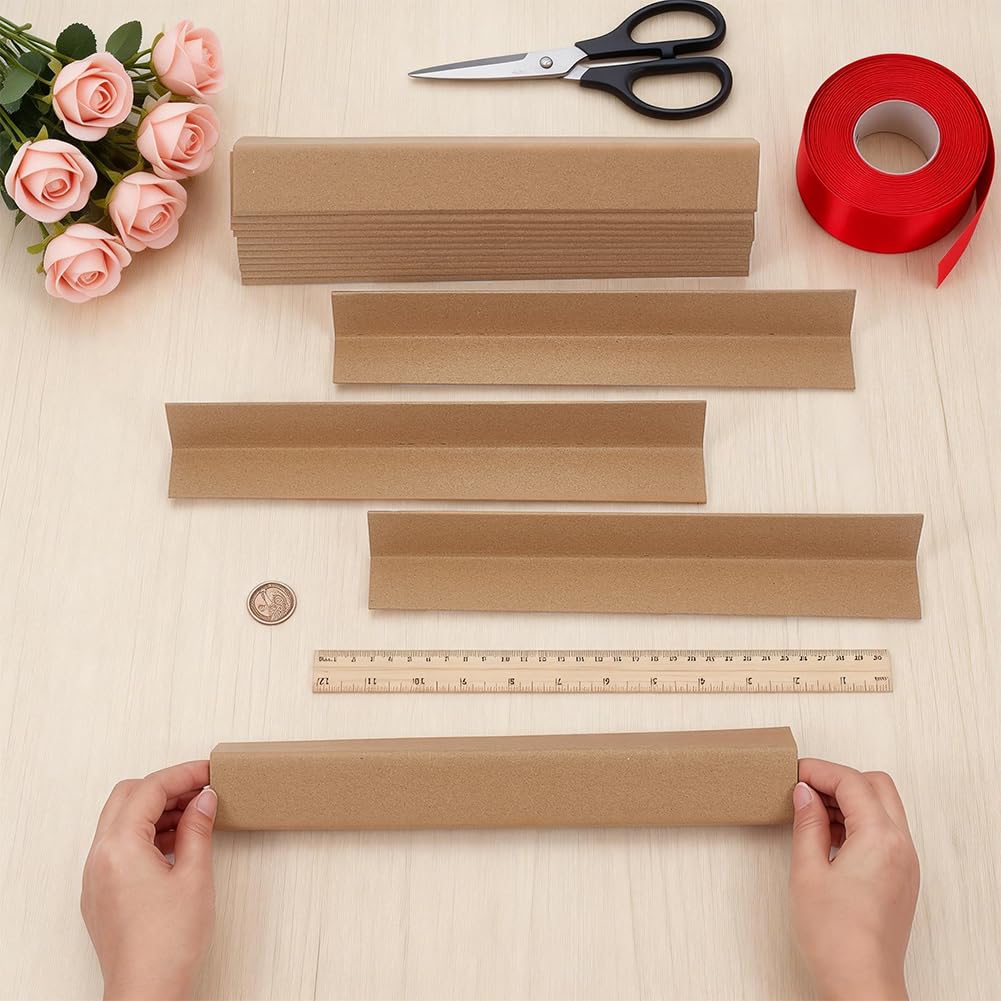 BENECREAT Paquete de 60 protectores de esquina de cartón de 300 x 40 x 40 mm, protectores de bordes de cartón reforzados de 4 mm de grosor, protección de esquina reforzada para embalaje, envío