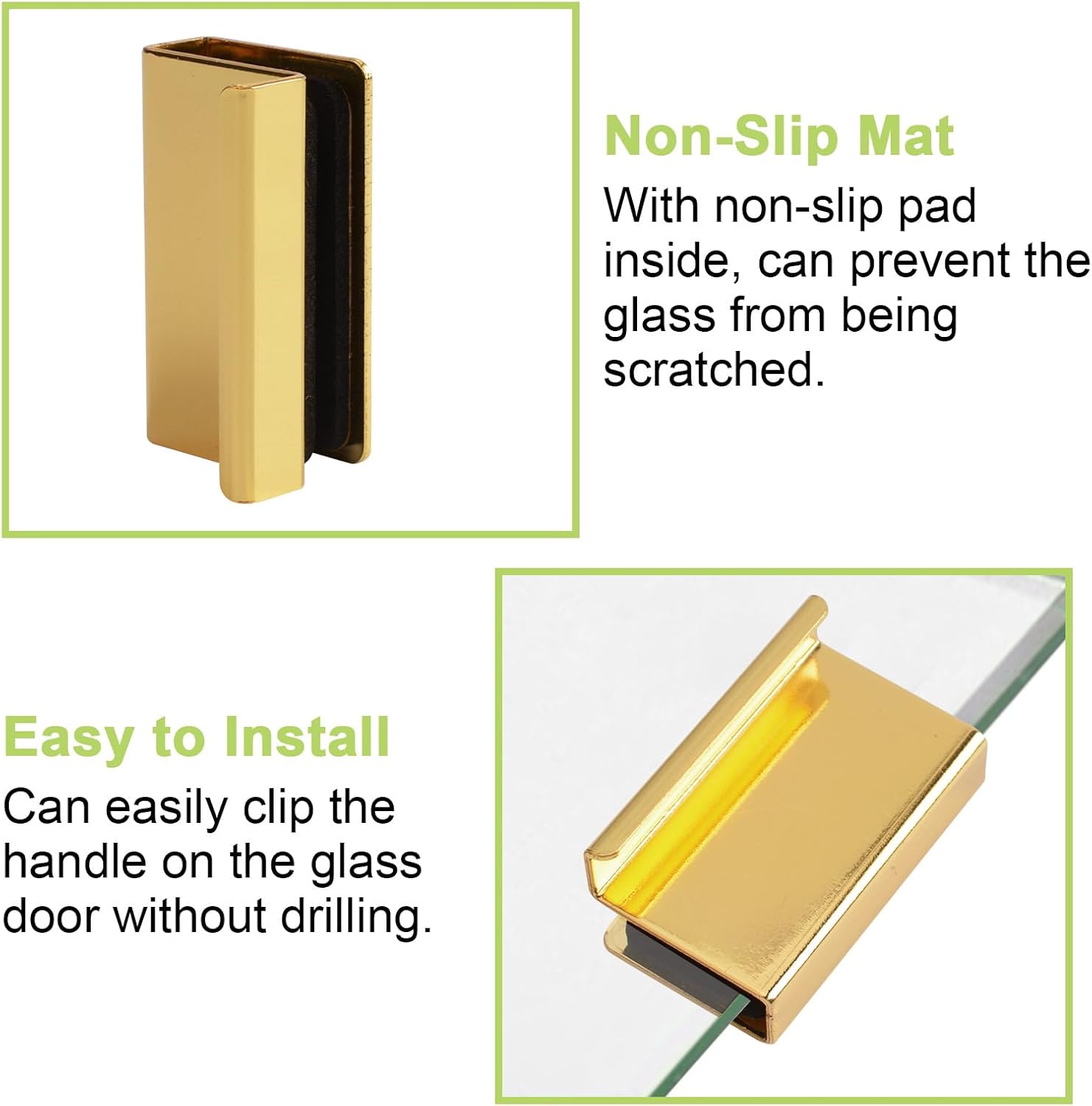 Glass Finger Edge Pull, 4Pcs Cabinet Finger Pull Handle Glass Door Clips Cabinet Latch Clamp Concealed Handle for Display Glasscase Door (Gold)