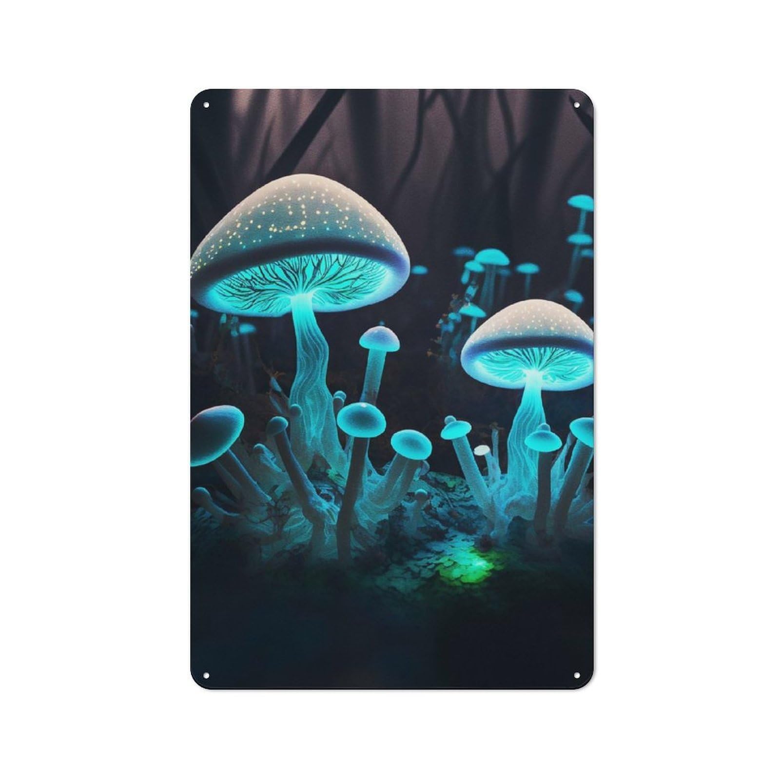Junmoney Style-23 Vintage Tin Sign 30X20cm With Neon Mushroom For Garage Or Workshop, For Vintage Wall Decor Fans, For Garage And Workshop Walls