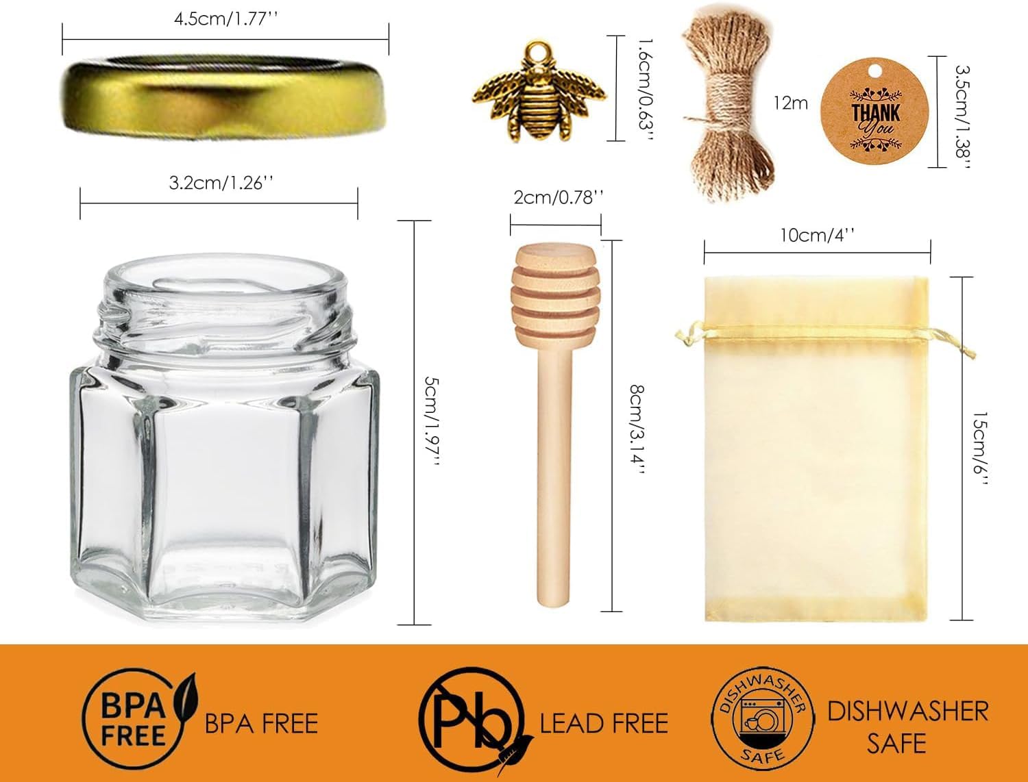 小物入れ honey-T Amazon.co.jp: Adabocute 六角形ミニハニージャー - 1.5オンス 20個