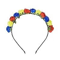 Vista 2 de Corona floral BOHO - Diadema para el cabello (rojo, amarillo, azul)
