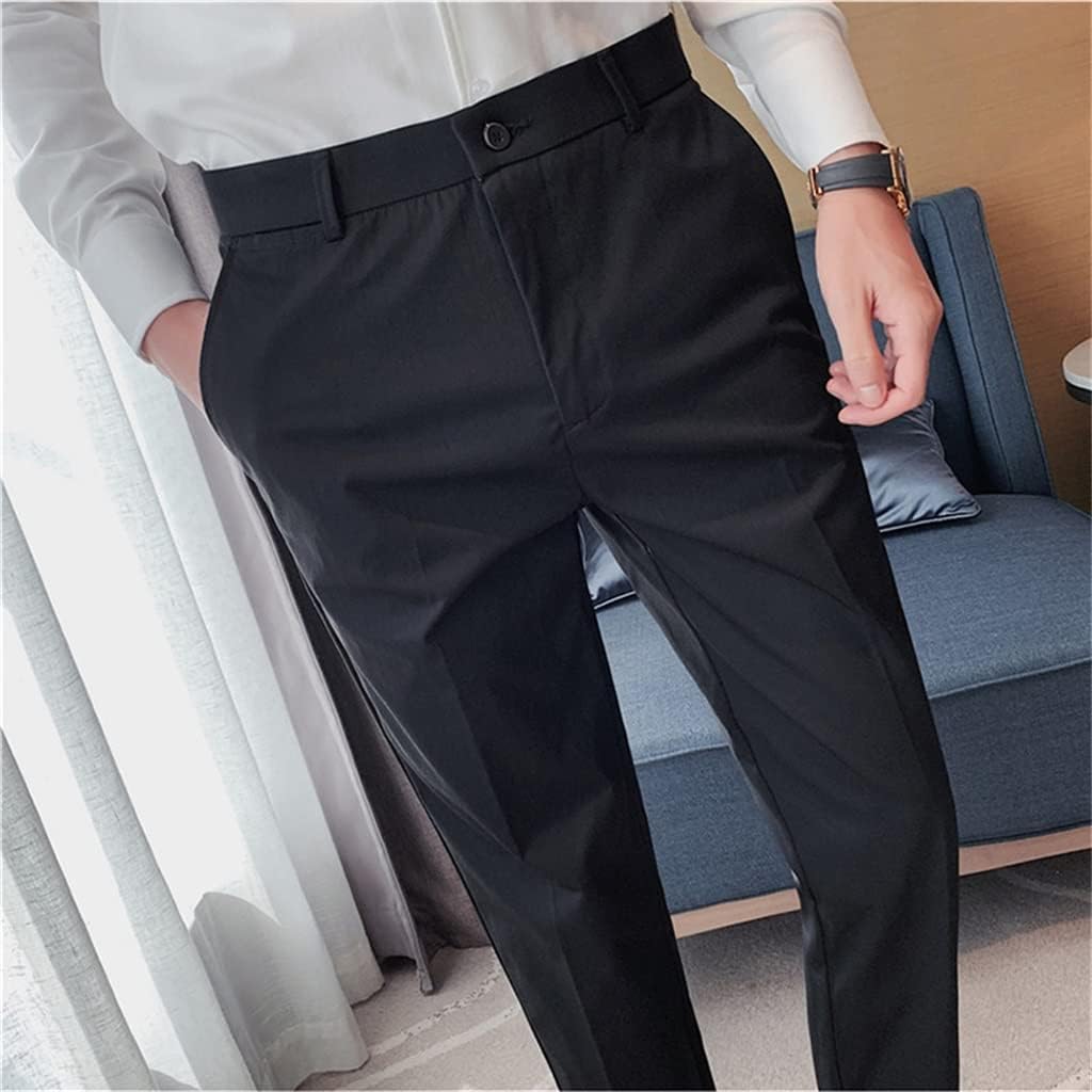 Black Men's Pants Stretch Trousers Men Business Casual Wear Formal Suit