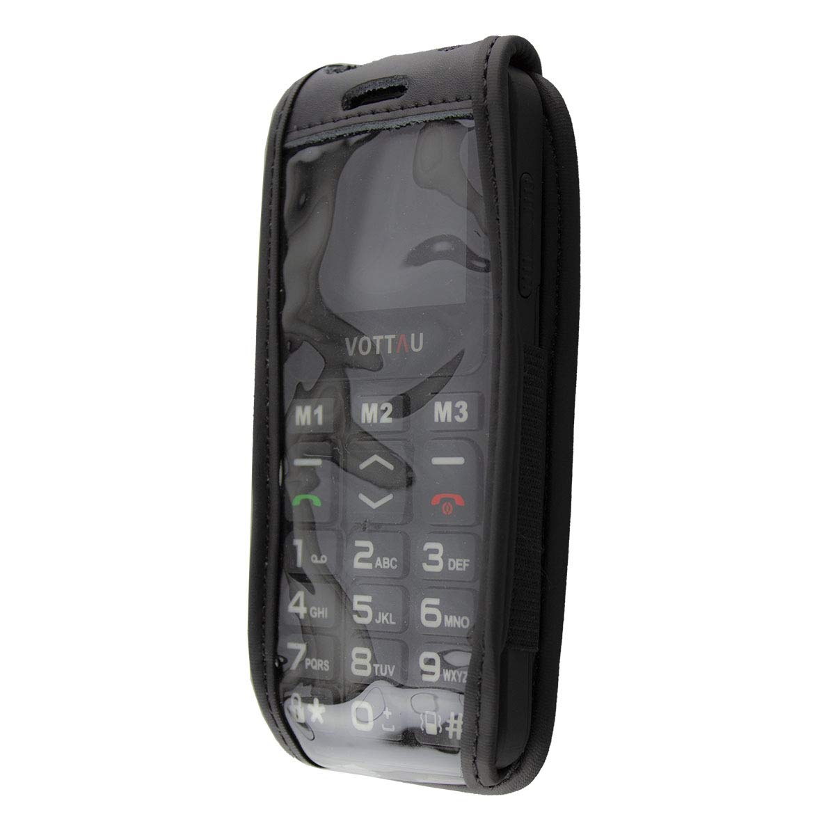 caseroxxLeather-Case with belt clip compatible with Vottau E09 made from genuine leather, Pouch with belt clip and viewing window in black