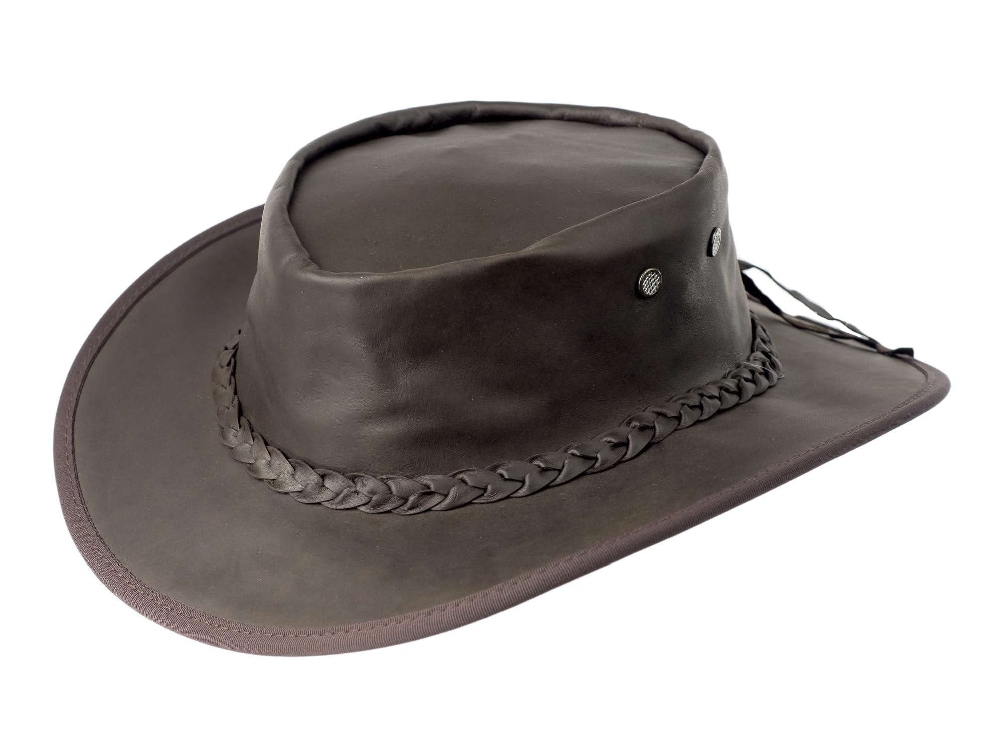 BigalliSavanna Leather Hat Crushable Gambler Hat for Men/Women Genuine Leather Water Repellent Sun Hat Stylish