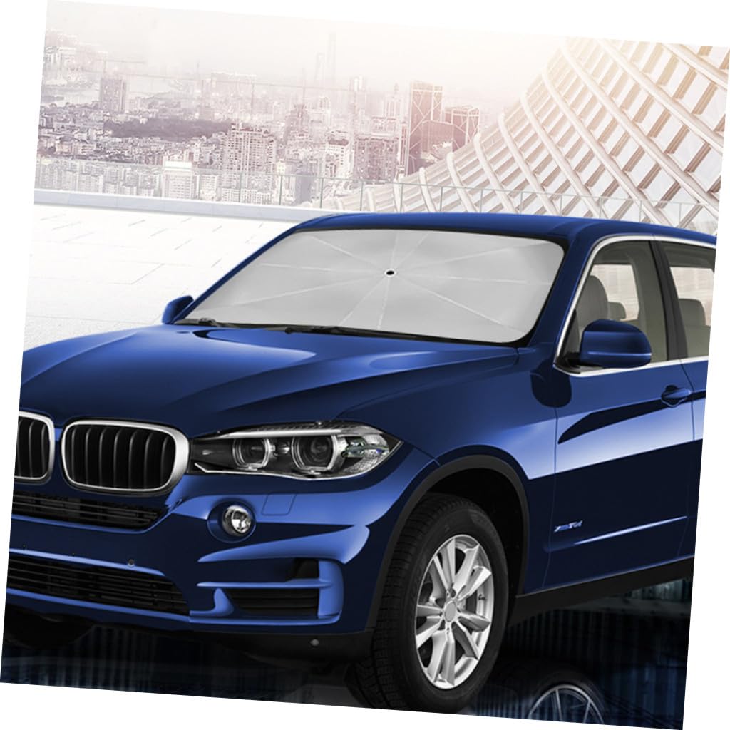 SOLUSTRE 3pièces Pare-Soleil pour Voiture Forme De Parapluie Anti-UV Et Réflecteur De Chaleur Conçu pour SUV Et Voitures Compactes Facile à Transporter