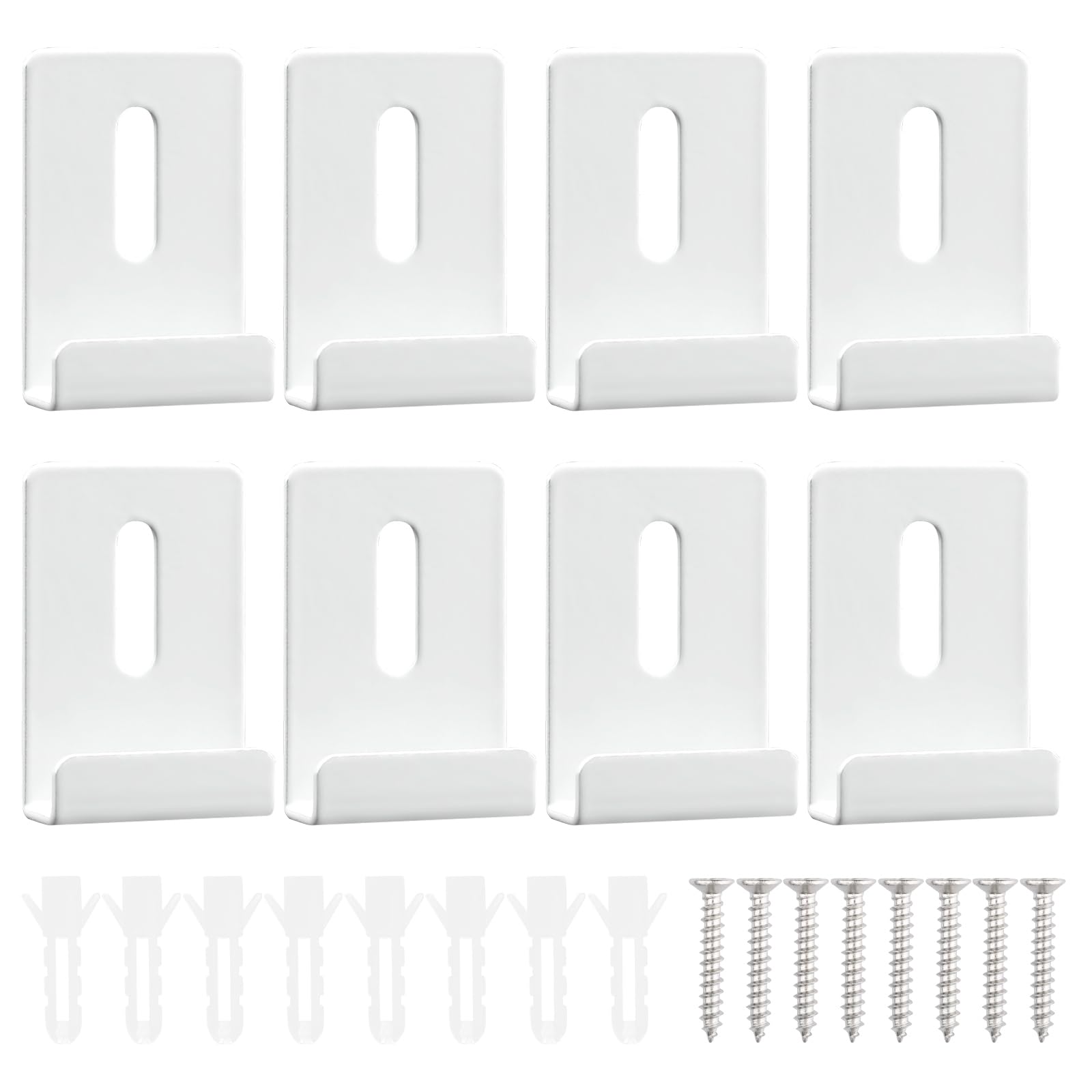 8 Pcs Wall Mounting Metal Mirror Holders Mirror Clips with Screws Heavy Duty Stainless Steel Mirror Hangers Hardware for Frameless Mounting Wall Tile Billboard Display (White)