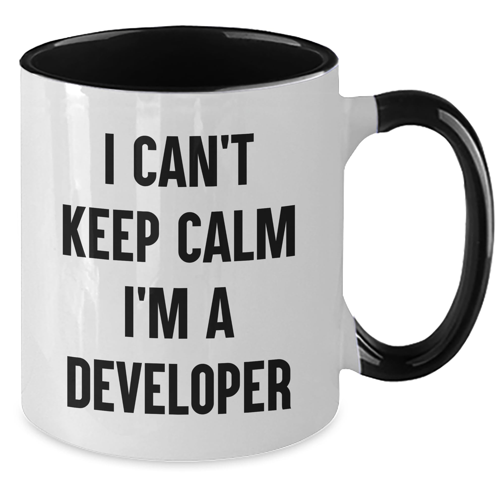 Developer's Humorous Gift: I Can't Keep Calm I'm A Developer Two Tone Coffee Mug, Gifts from Men to Friends, Christmas Unique Gifts
