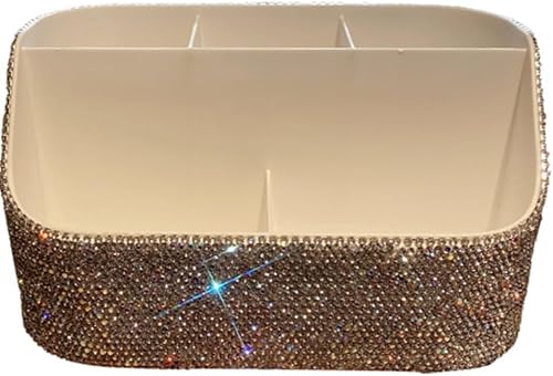 Bling - Organizador multifuncional de acrílico transparente para maquillaje, organizador de cosméticos de lujo con diamantes de imitación,