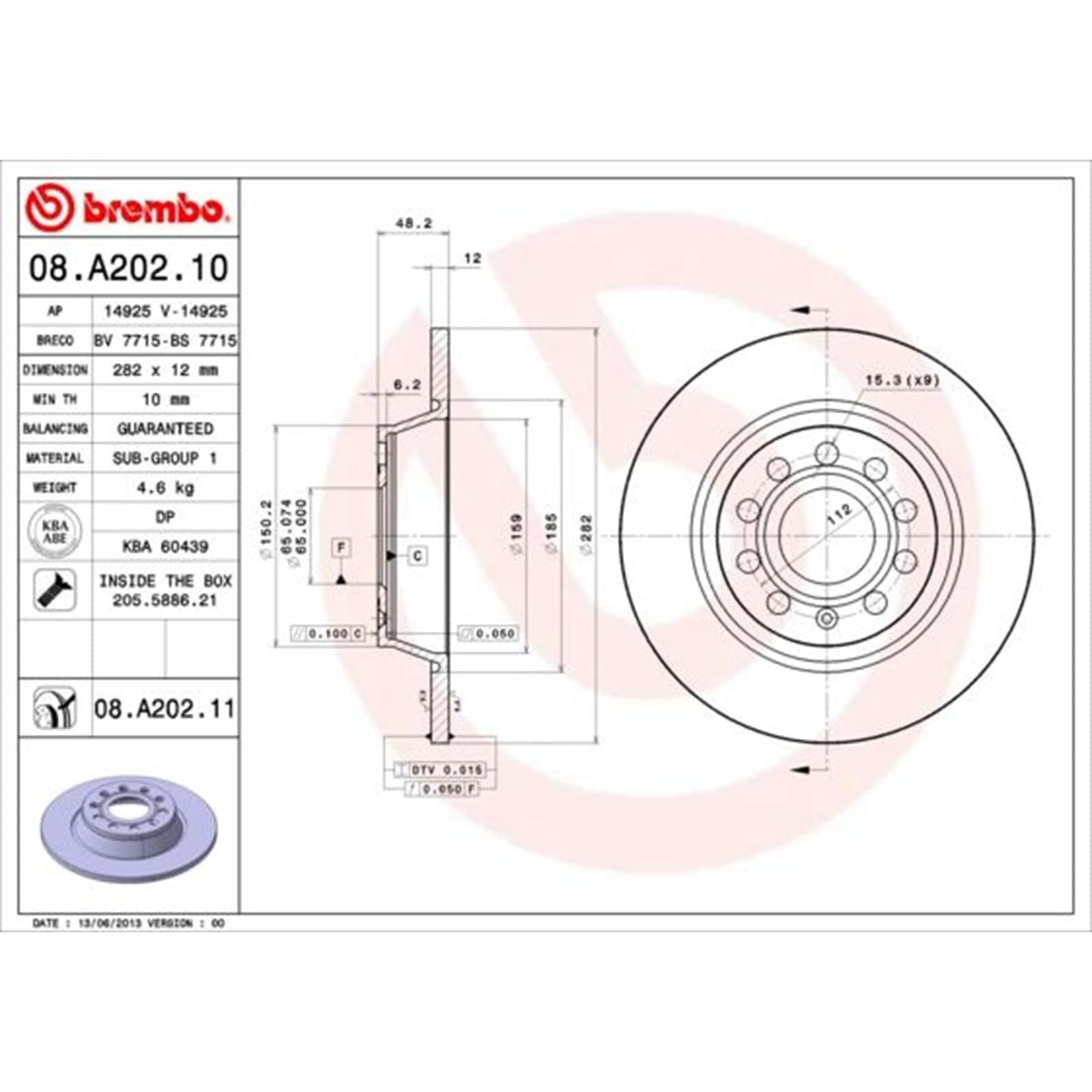 brembo Bremsscheiben + Beläge vorne + hinten | 09.9772.11 + P85075 + 08.A202.11 + P85109 passend für Passat 3C B6 B7 CC