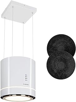 Klarstein Hanging Island Cooker Hood, Extractor Fan for Kitchen Islands, 540m³/h Airflow, Timer, Adjustable Kitchen Extractor Fan with Futuristic Design, 3 Mode Cooker Hoods, Activated Carbon Filters