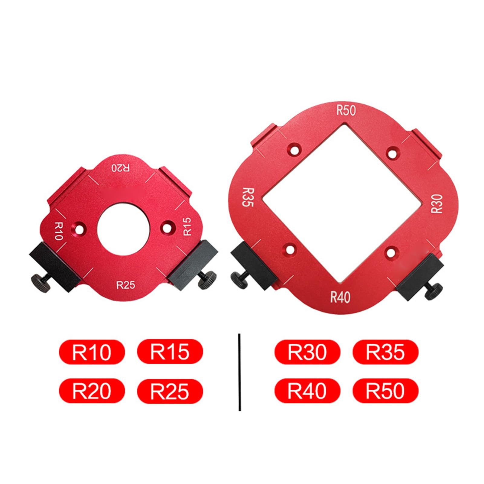 Modelli di Fresatura per Raggio, Set 2 Pezzi Modello di Fresa per Raggio Angolare in Lega di Alluminio, Modelli di Punta per Fresa 4 in 1, R30 R35 R40 R50 R10 R15 R20 R25