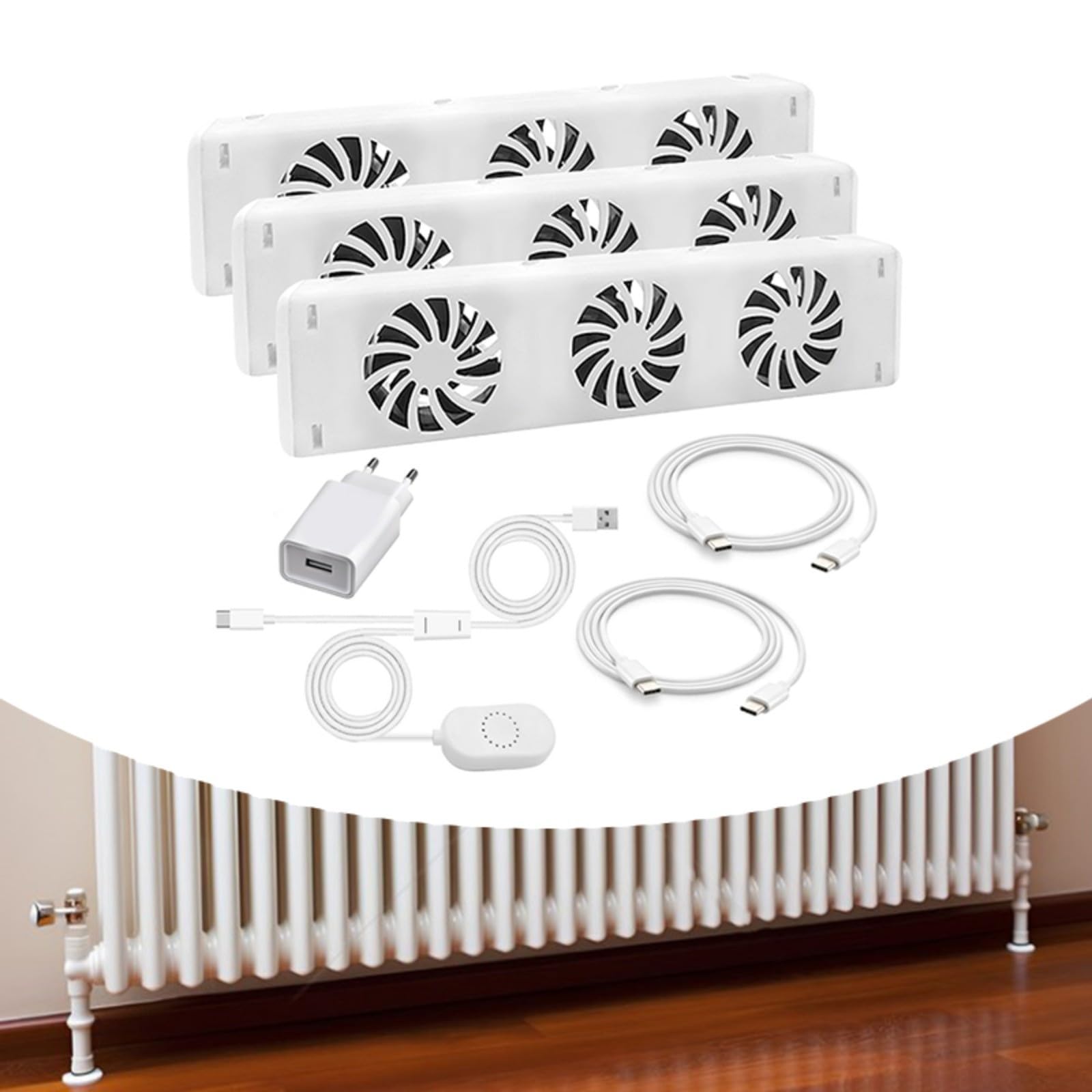 Set di ventilatori per termosifoni, 3 ventole, radiatori intelligenti per riscaldatori e radiatori