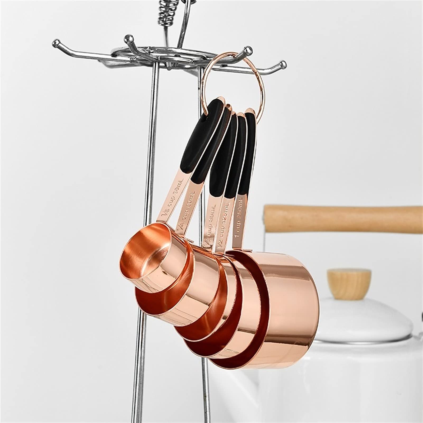Miedziana łyżka miarowa, Miarka ze stali nierdzewnej platerowana miedzią różowe złoto akcesoria kuchenne(Measuring Spoon)
