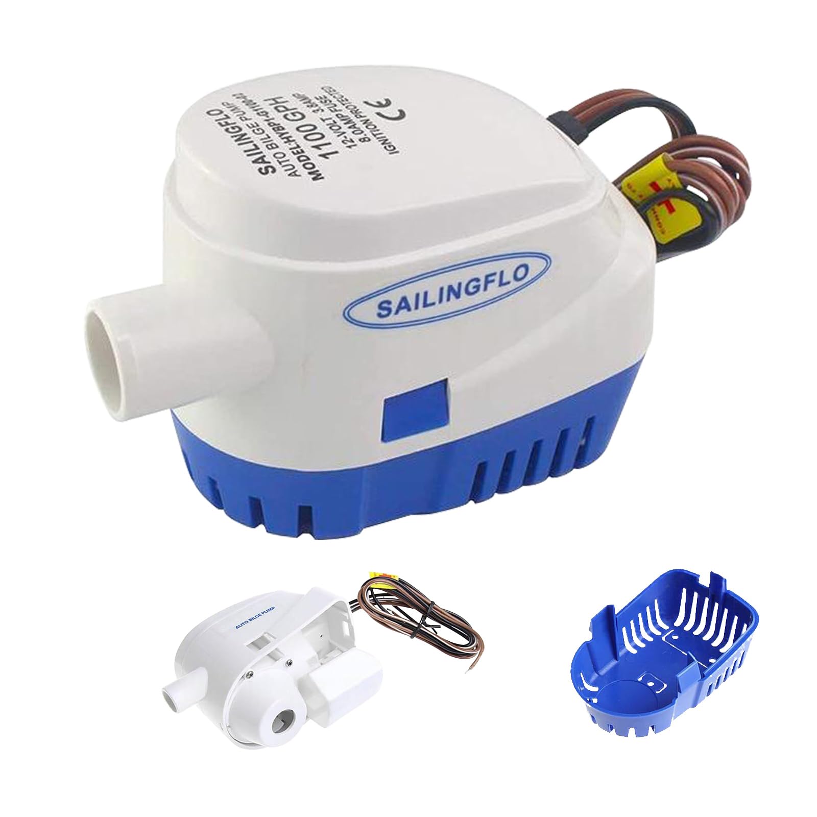 Pompa di sentina automatica per barca, 12 V, silenziosa, 1100 GPH, con interruttore galleggiante integrato, accessorio per barca subacquea