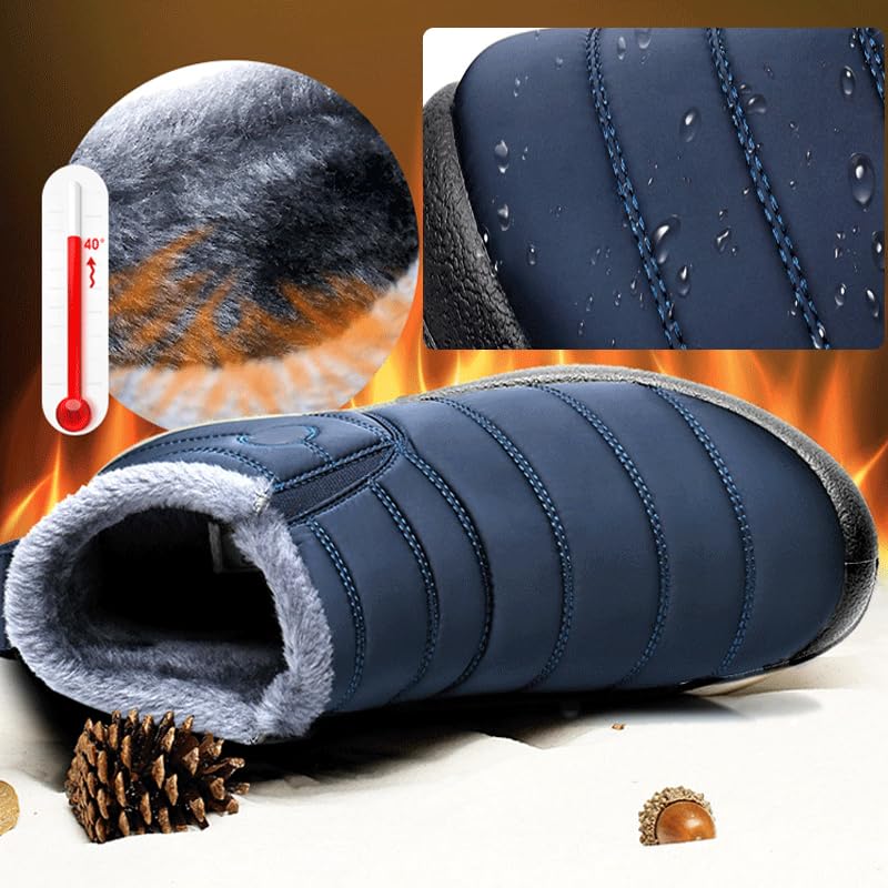 Womens Snow Boot Winter Warm Booties Fur Lined Anti-Slip Ankle Boots Outdoor Slip On Waterproof Booties Comfortable Warm Shoes Winter3