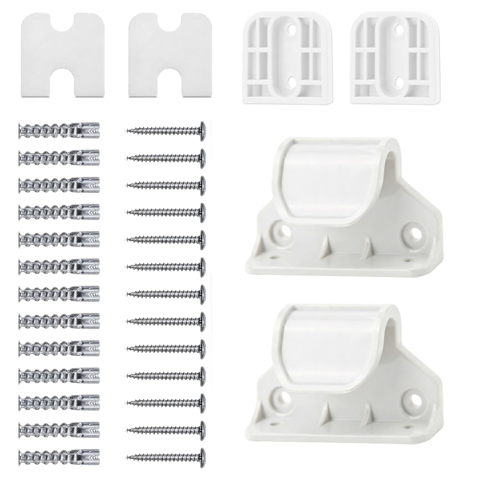Retractable Baby Gate Replacement Parts, White Baby Safety Gate Hardware Extension Set with 2 Latches 2 Brackets 13 Screws 13 Expansion Tubes,Safety Gate Fittings for Stair Door Pet Gates Hardware