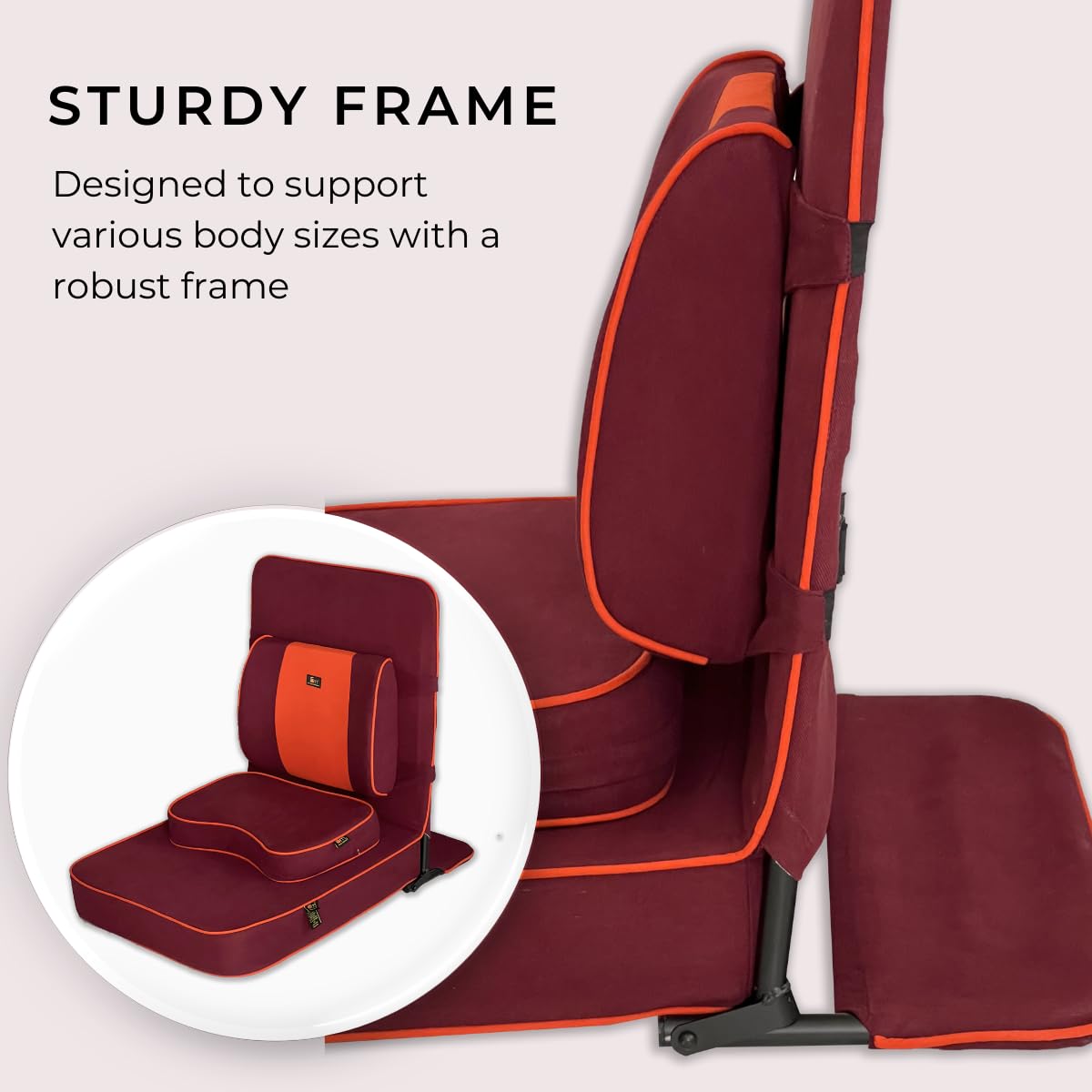 Friends of Meditation Extra Large Relaxing Buddha Meditation and Yoga Chair with Back Support Cushion and Meditation Block (100% Cotton, Maroon, Seat Size: 24x22 inches) 3