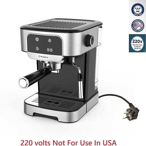 Miniatura 2 de Dynastar Máquina de café expreso de 220 voltios con espumador de leche, 20 barras, 1200 vatios, control táctil, paquete de 220-240 voltios (no para