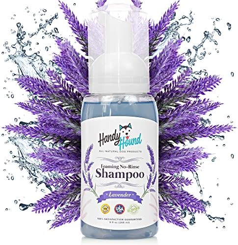 Handy Hound Lavender All-Natural Foaming Dog Dry Shampoo for Sensitive Skin – Proudly Made in the USA - Dry Waterless Pet Shampoo to Safely Remove Pet Odors - 9oz/266ml
