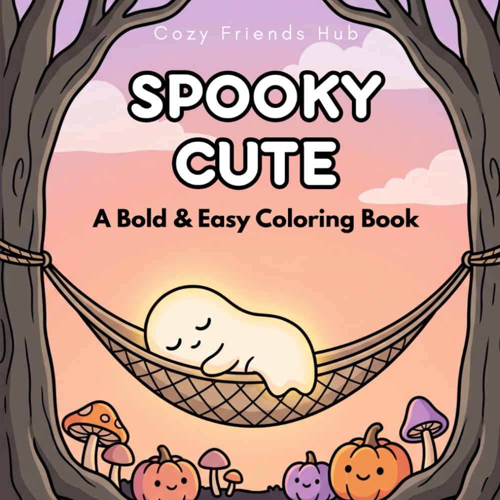 Spooky Cute: A Bold and Easy Coloring Book for Adults and Teens Featuring Cozy Spooky Characters and Creepy Kawaii Scenes