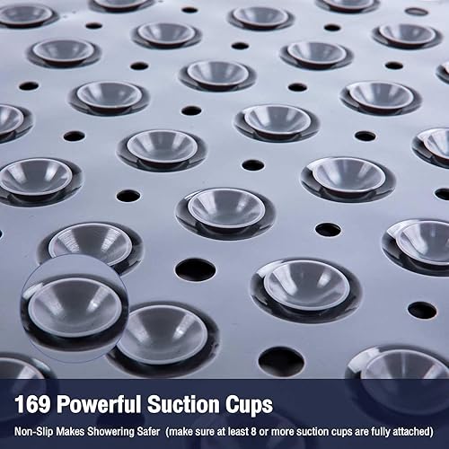 Miniatura 10 de Tapete cuadrado antideslizante para ducha interior, color gris transparente, 21 x 21 pulgadas, tapete para suelo de baño, tapete de baño suave para