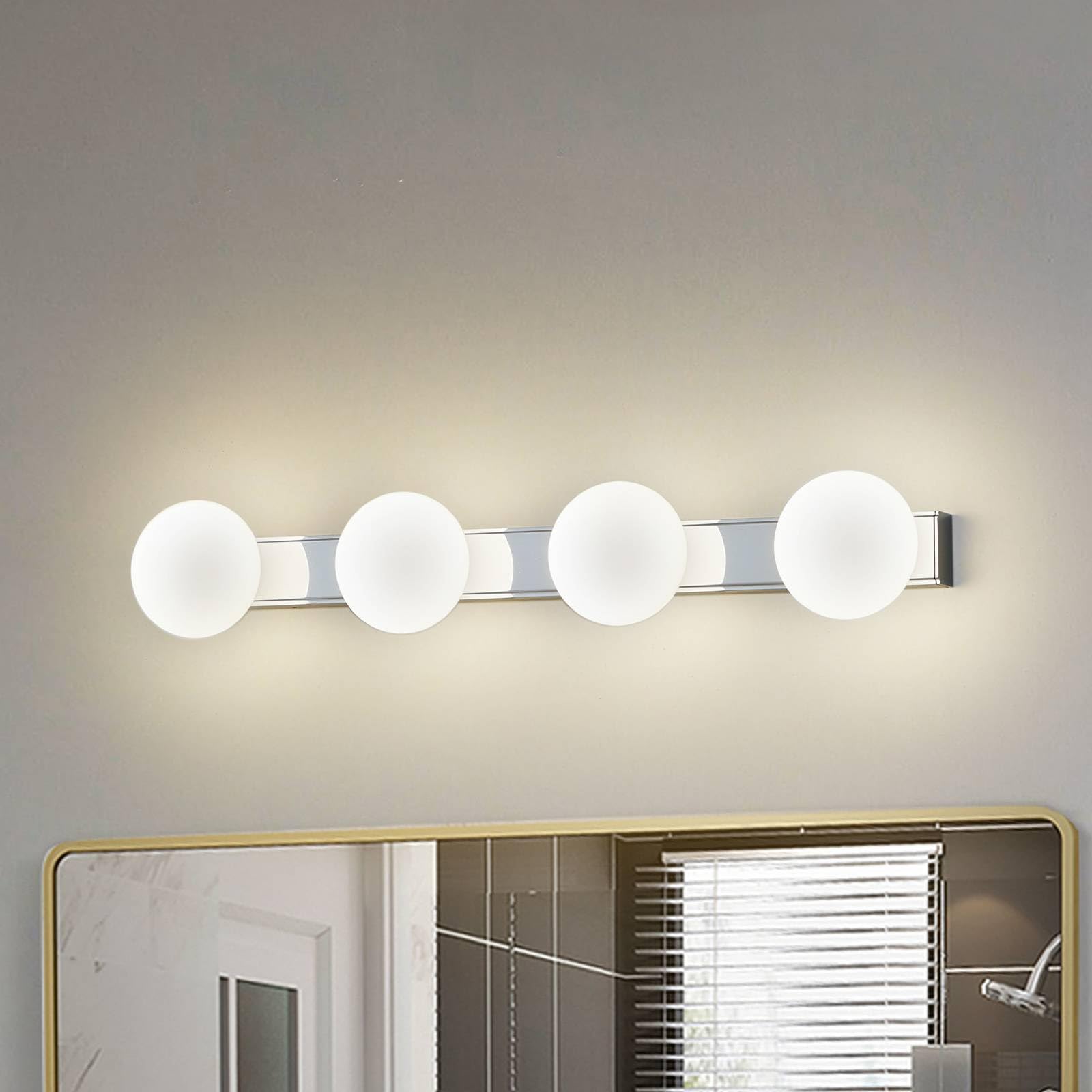 Lucande LED Wandleuchte, Wandlampe Bad Myrra (spritzwassergeschützt (Modern) in Chrom aus Aluminium (4 flammig) - Wandleuchten Spiegelleuchte Badezimmer Wandbeleuchtung Badezimmerleuchte
