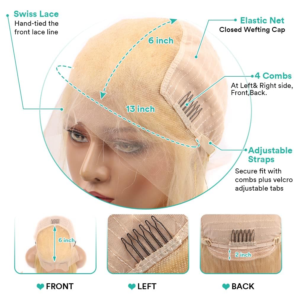 VIPbeauty 613 Lace Front Wig Human Hair 13x6 Transparent Lace 613 HD Lace Frontal Wig Straight Blonde Lace Front Wigs Pre Plucked With Baby Hair 24Inch - Image 2