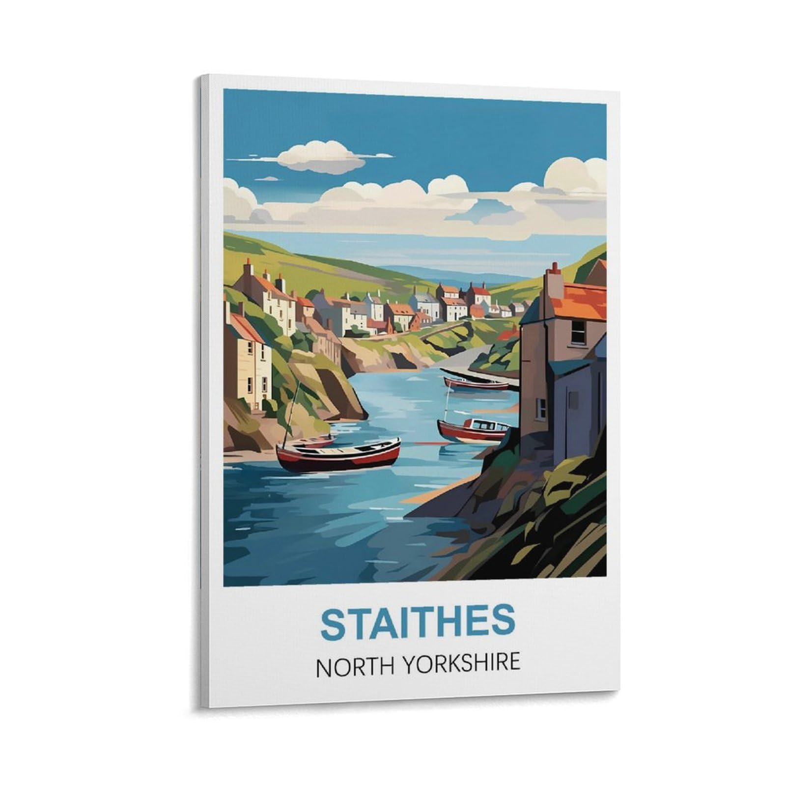 JYICUNCHO Staithes North Yorkshire Vintage Travel Posters 12x18inch(30x45cm) Canvas Prints Wall Art Paintings Pictures for Living Room Bedroom Wall Decor