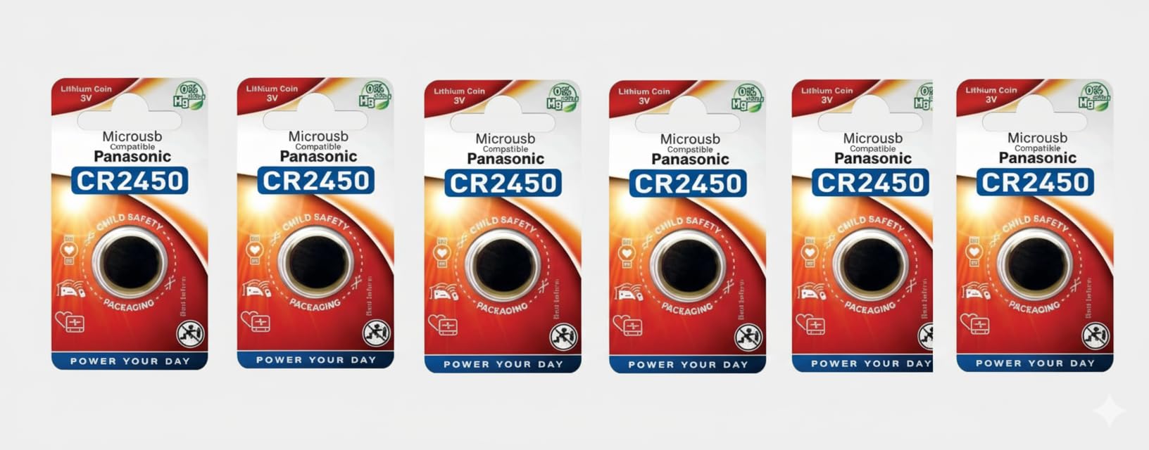 Compatible with Panasonic CR2450 2450 3V Coin Cell Batter Blister Pack (Pack of 5)-image-49