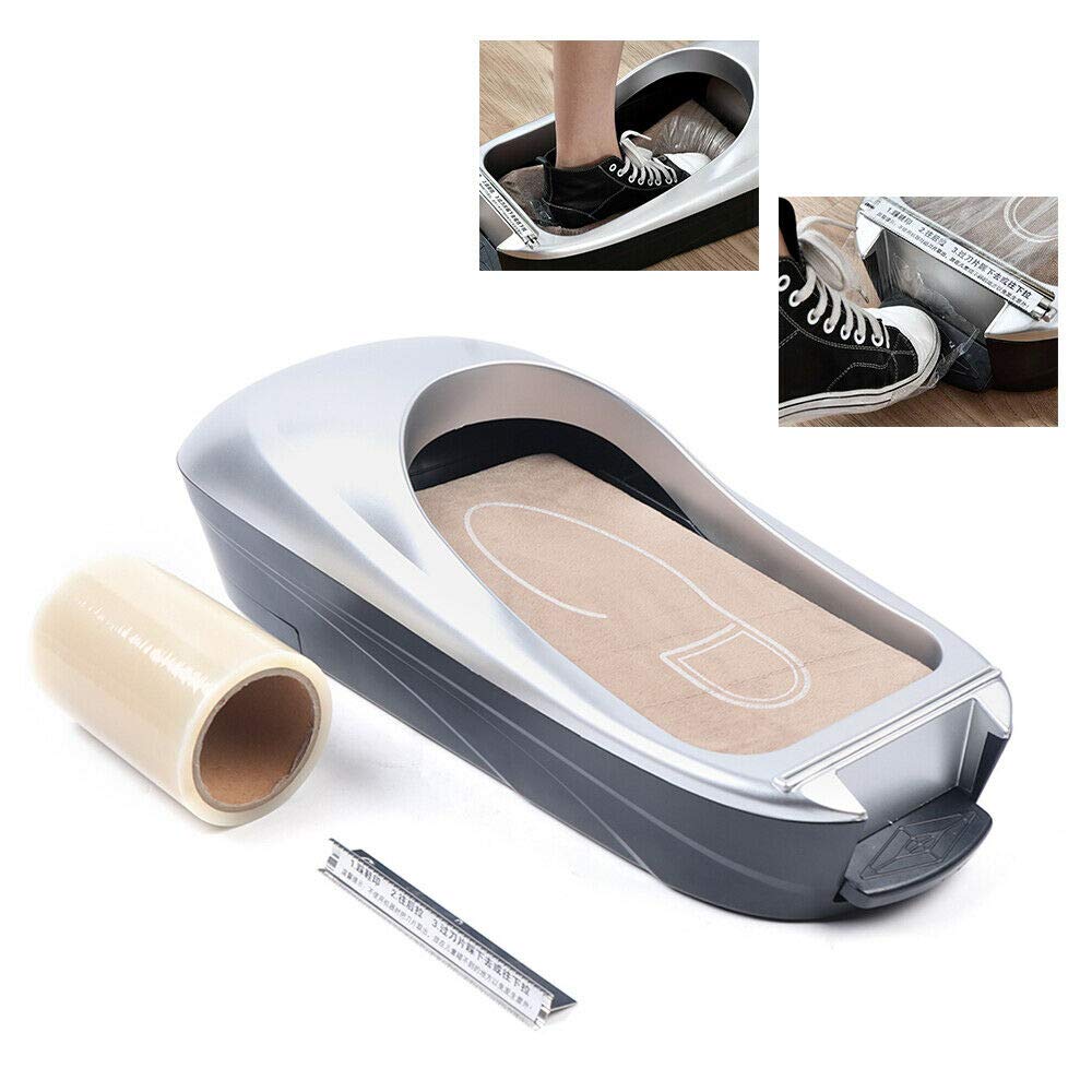 PROPFE Dispensador automático de cubrezapatos, máquina portátil de película para Zapatos Máquina para Cubrir Zapatos con 1 Rollo de Membrana para Zapatos Máquina dispensadora desechable, dispensador