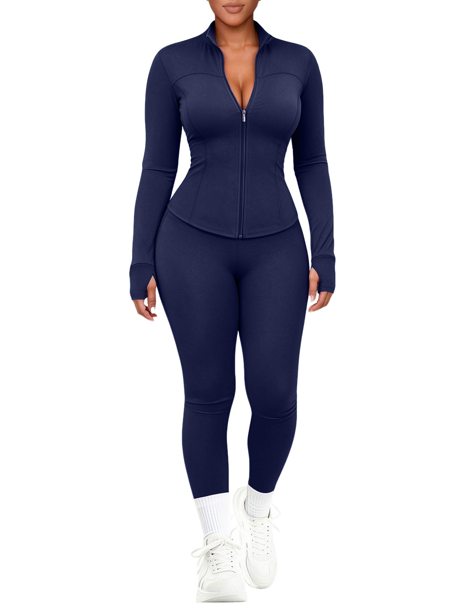 Womens Workout Set 2 Piece Outfit Bodycon Gym Tracksuit