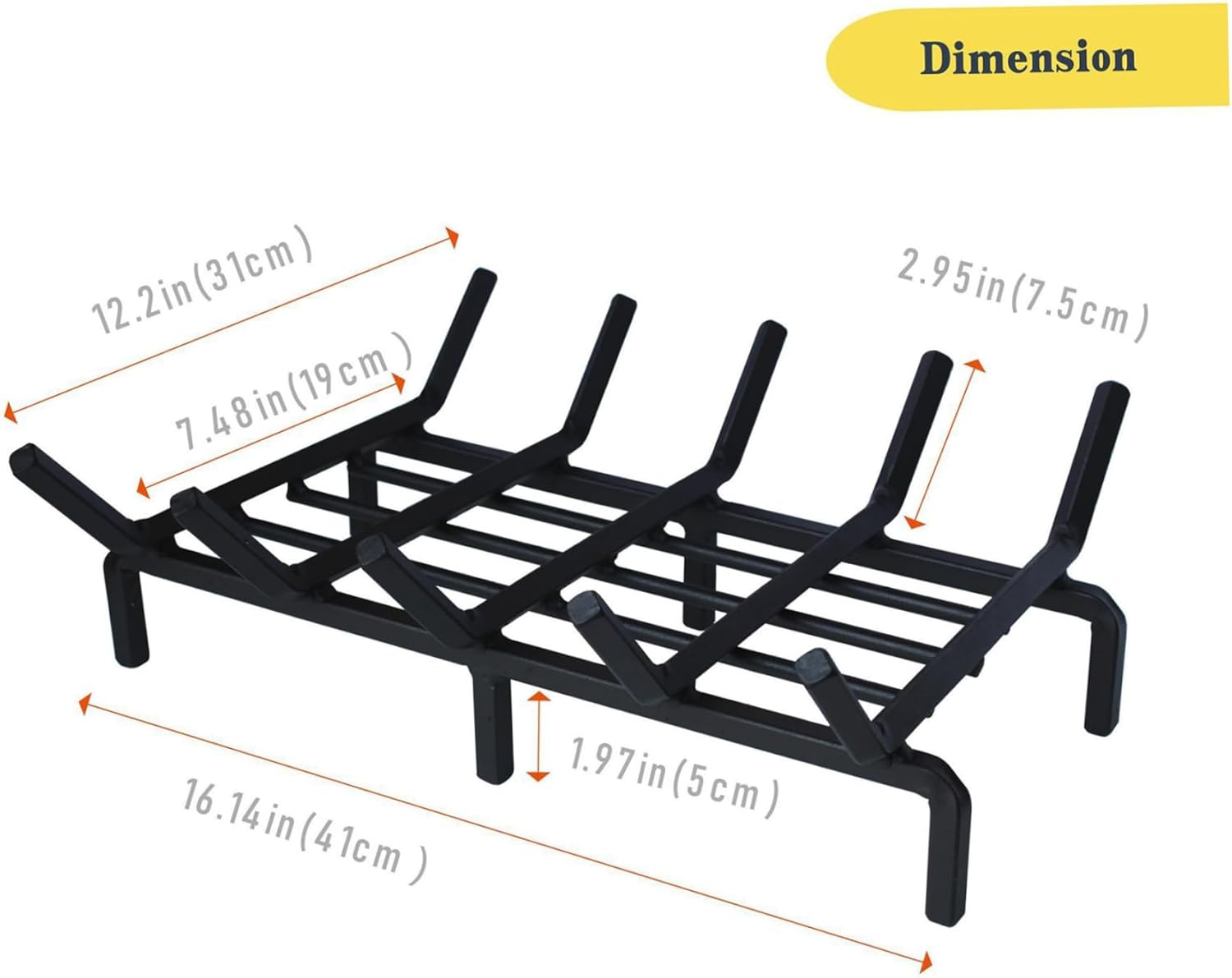 Fireplace Grate 16in Iron Fire Pit Grate Heavy Duty Support Log Holder for Inside Fireplace Home Camping Outdoor Hearth Essentials