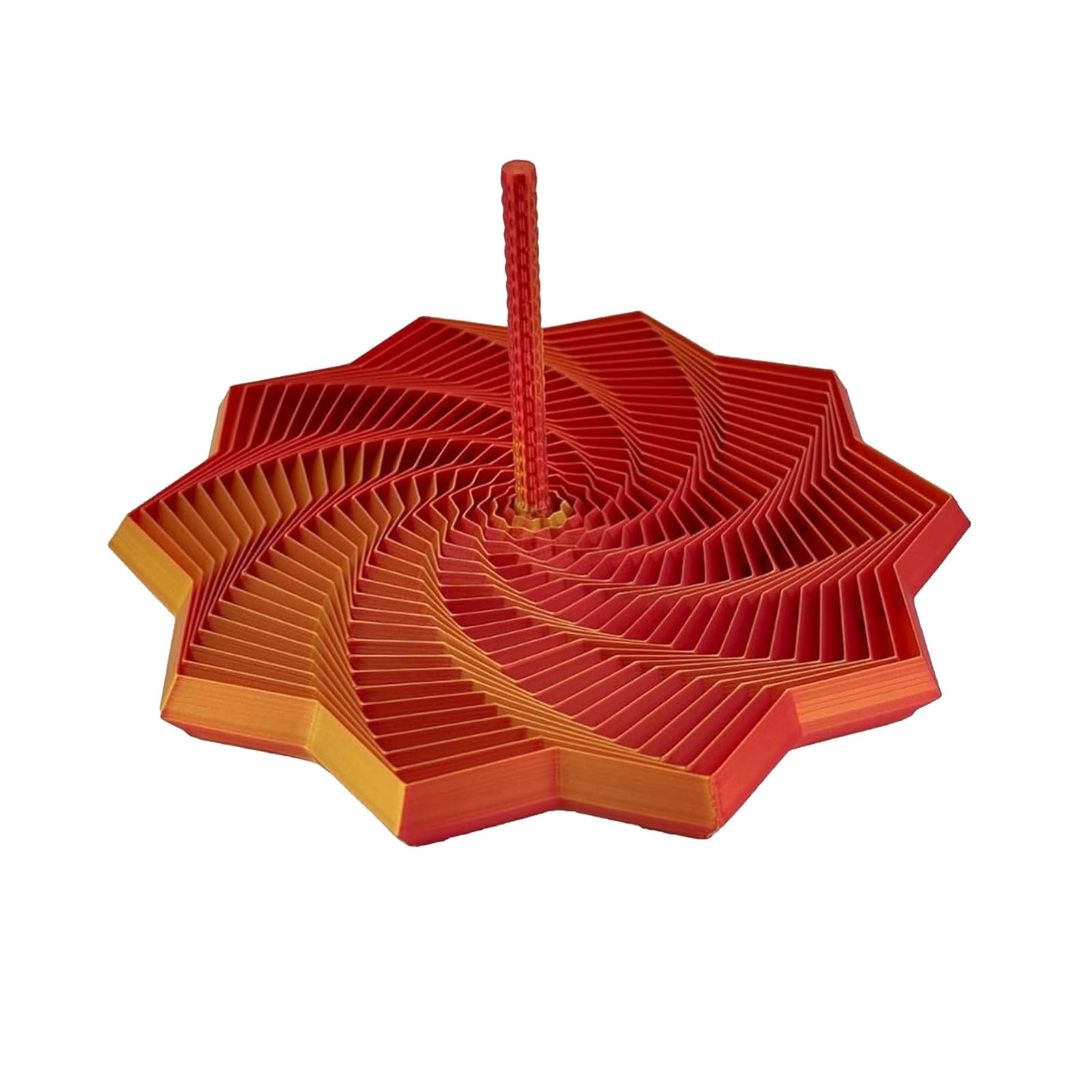 Fractal Sensory Fidget Star - 3D Printed Expanded Fractal Fidget Star with Handle,Hexagonal Decompression Sensory Rotating Spiral for Relieving Stress Irritability and Relaxation (Red, 17cm)