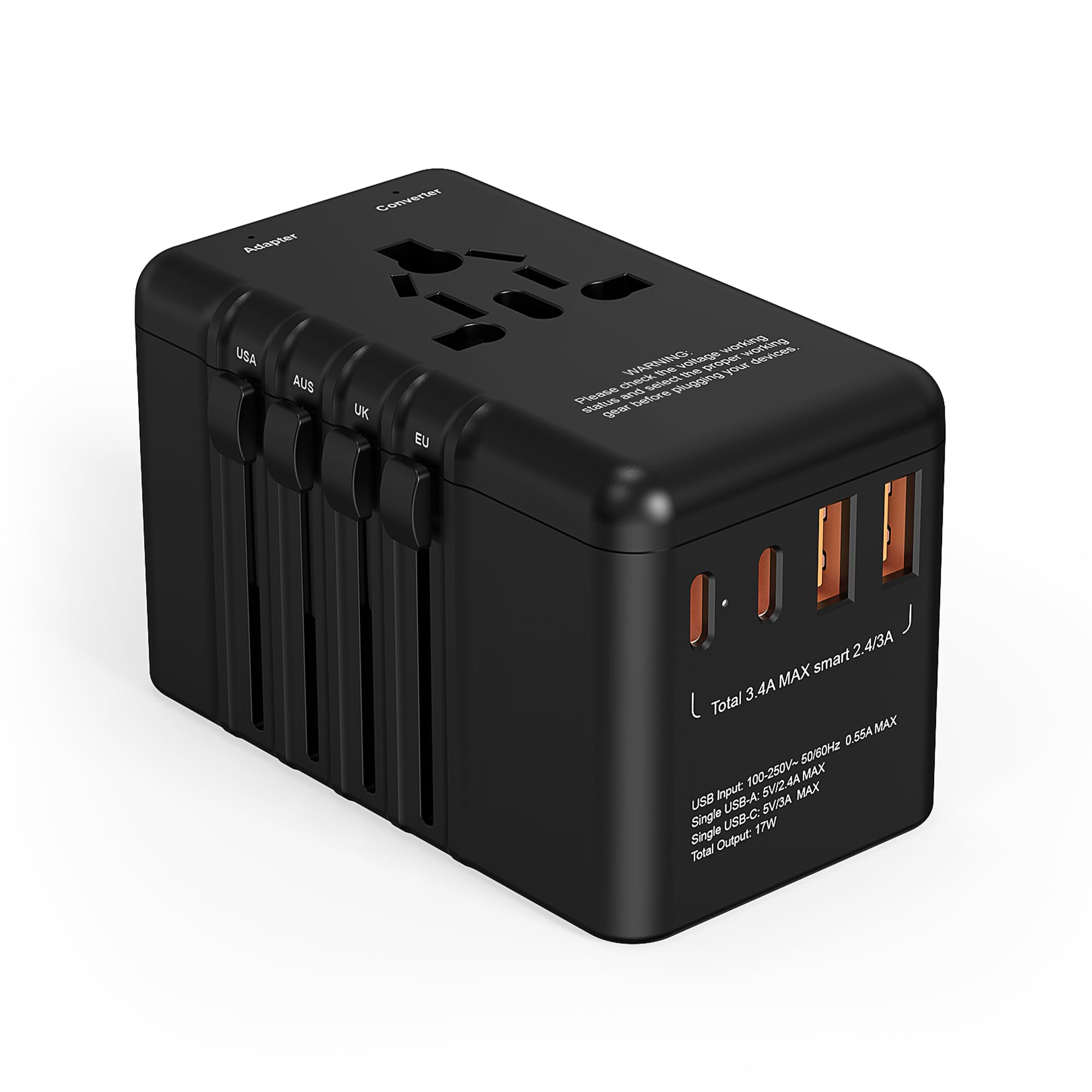 Kruuue 220V to 110V Converter and Adapter, International Universal Plug