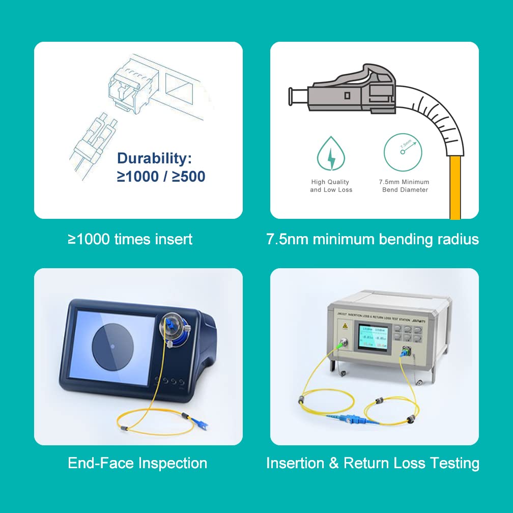 100M OS2 LC to LC Fiber Patch Cable, Single Mode SFP Fiber Jumper, Duplex LC-LC 9/125um, 1G/10G SMF, LSZH, 328ft,for SFP Transceiver, Router, Networks and More, Yellow