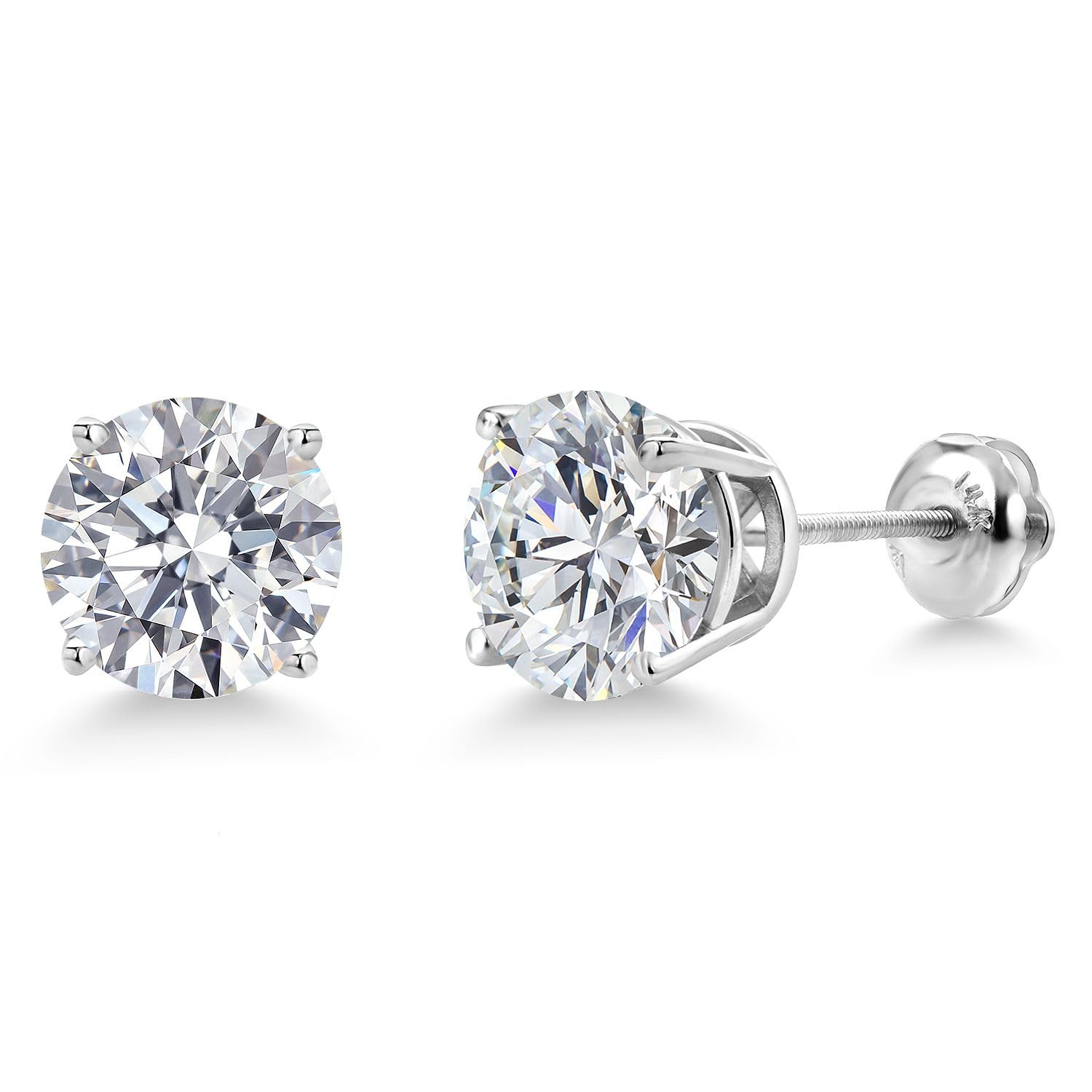 Gem Stone King 14K Gold Lab Diamond Stud Earrings