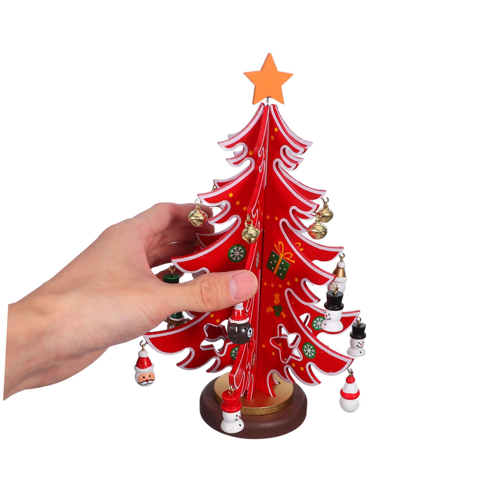 2pezzi Albero di Natale in Legno Mini con Piccoli Ornamenti Appesi Decorazioni da Tavola per Festival Alberi di Natale da Tavolo Artigianali