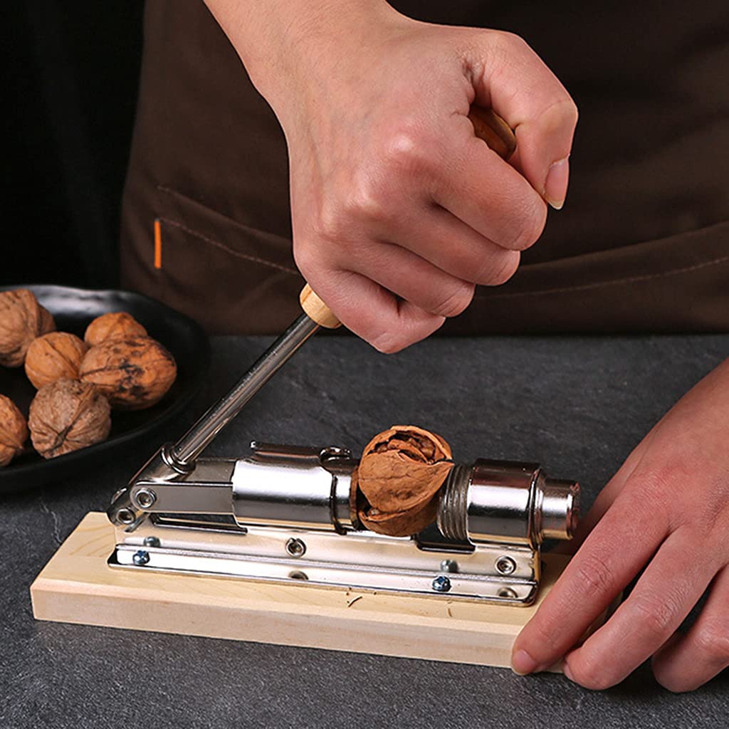 Schiaccianoci Regolabile Con Leva - Per Noci, Nocciole, Macadamia, Base In Legno - Foto 6