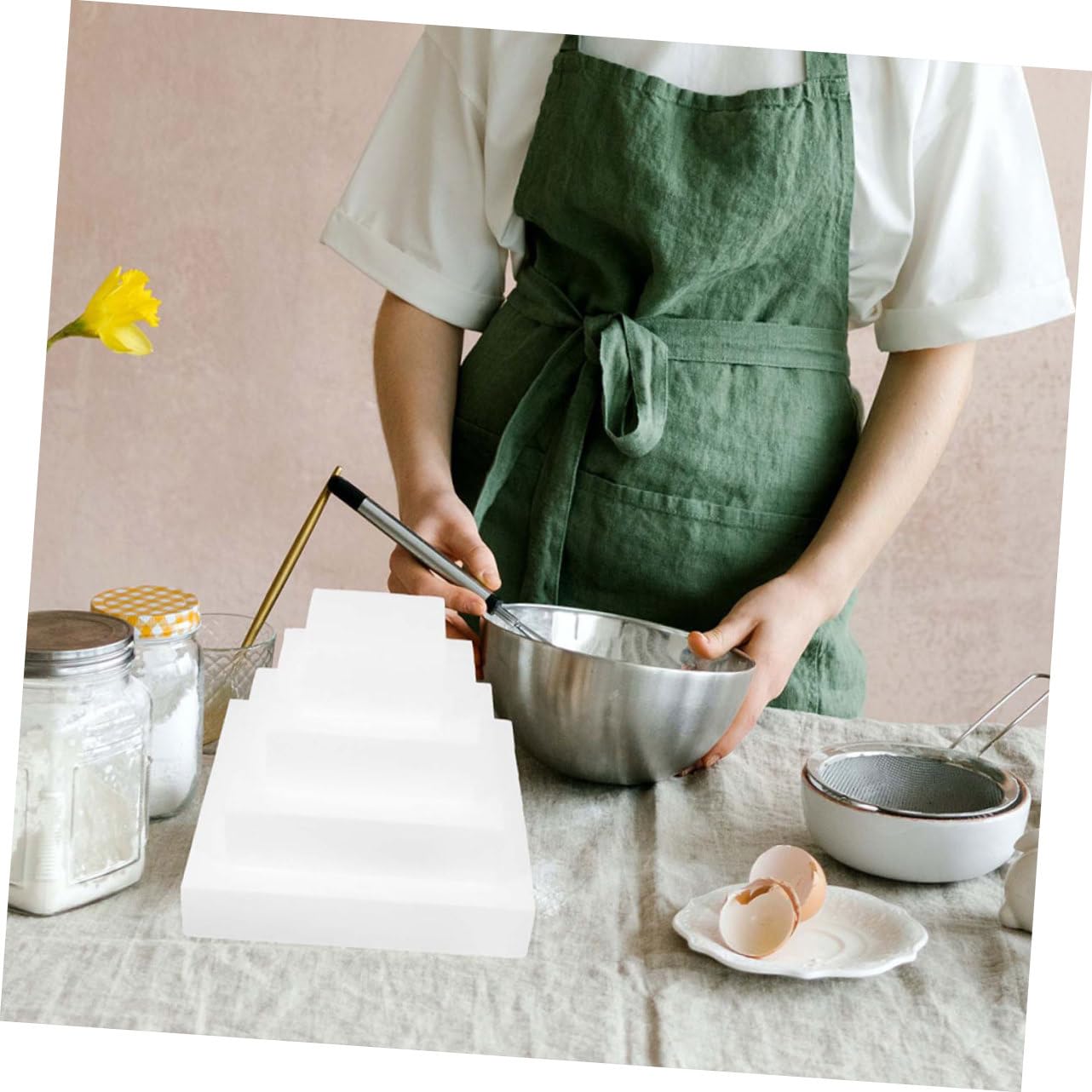 4piezas Modelos De Pastel De Cuadrada Accesorios Multifuncionales para Decoración De Tartas Práctica para Bodas y Fiestas Altura De Incluye