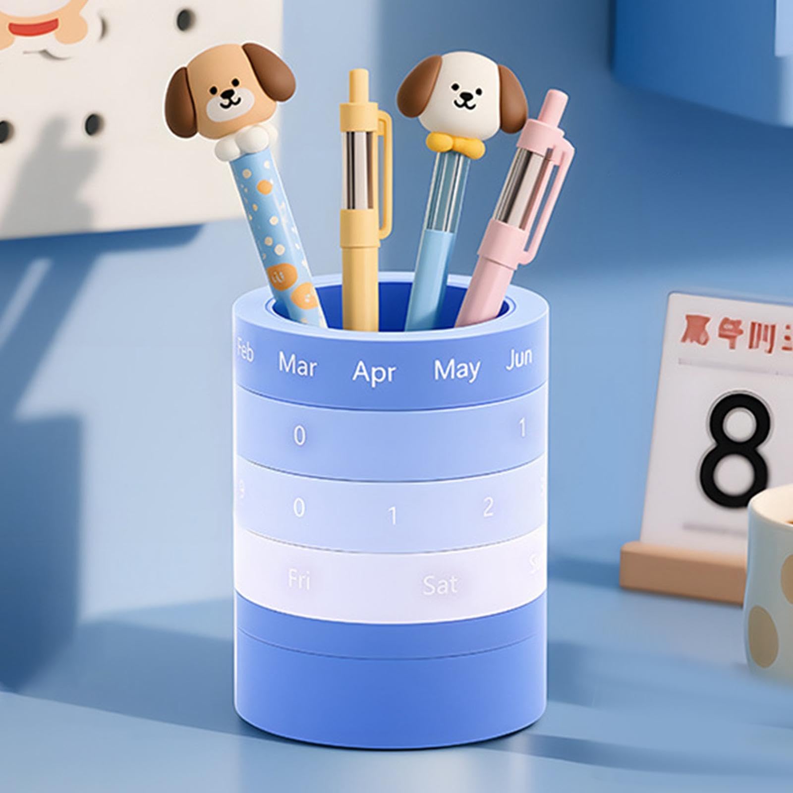 Organizador de Escritorio con Portaplumas Y Calendario Integrado Multiusos con Diseño de Dibujos Animados Almacenamiento de Gran Capacidad Pa, 6 piezas