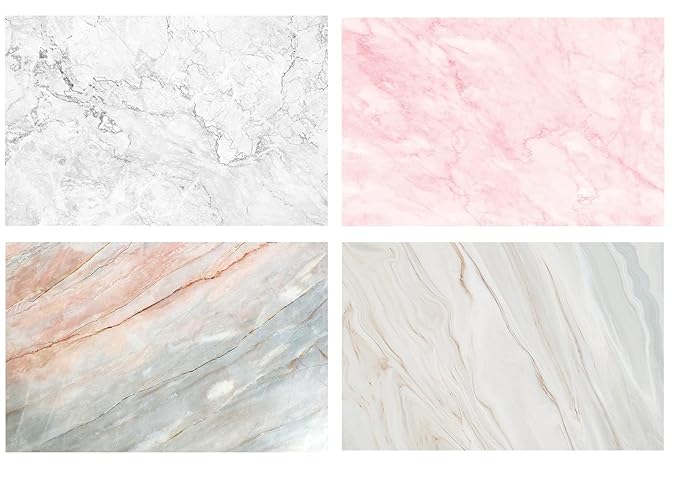Fauxcreate (Pack of 2) Professional Grade Photography Flat Lay Backdrop Background Polypropylene Coated 300GSM Premium Paper - 56x88cm | Flatlay Tabletop Food (Coloured Marble, Pink and Grey Marble)