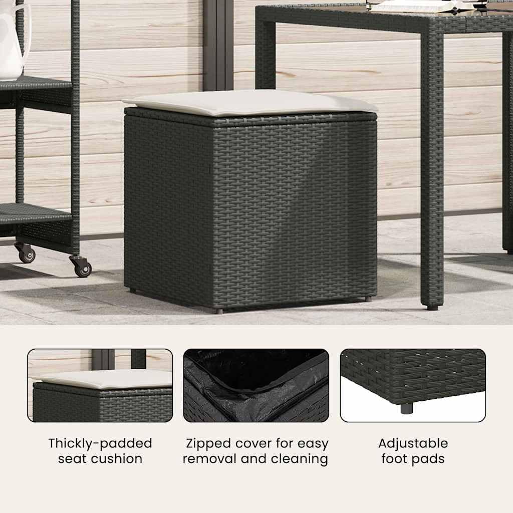 vidaXL Scatola per Cuscini Nero 50 x 50 x 50 cm polyrattan
