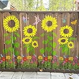 Large Sunflower Stencil Fence Stencils for Outdoors Reusable Floral Templates Large Flower Stencils for Painting on Wood Fence Garden Wall Mural DIY Crafts Canvas Fabric Furniture(sunflower9)
