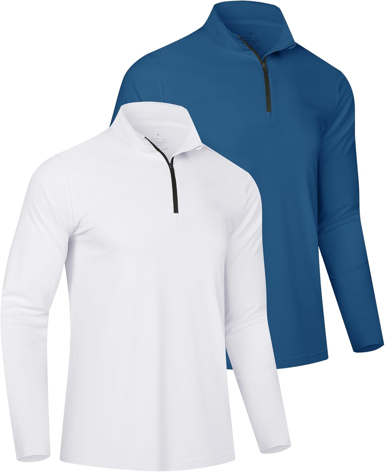 2 Pack Men's 1/4 Zip Long Sleeve Sun Shirts, UPF 50+ UV Protection Quick Dry Rash Guard for Golf Fishing