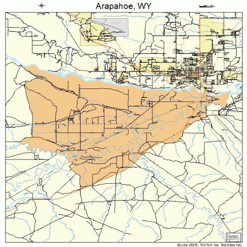 Large Street & Road Map of Arapahoe, Wyoming WY Printed poster size