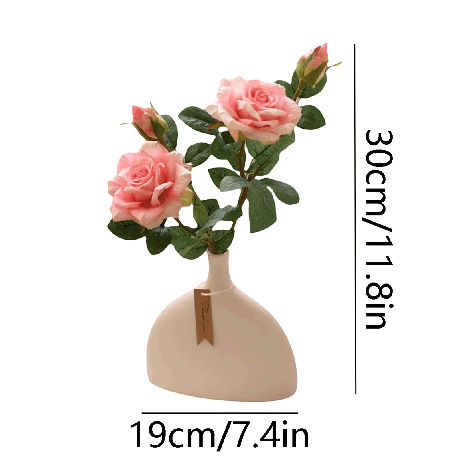 Realistico 2 Pezzi di Seta Rose Artificiali Fiori con Vaso in Ceramica sfumatura Finta Filler da Matrimoni Fiori Piccoli Fiori Finti pianta pianta Bellissimo