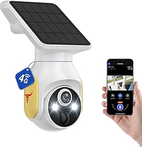4G LTE Cellular Security Camera with Solar Panel, No WiFi, AI Motion Detection, 360° View Pan/Tilt, 2-Way Talk, 1080P Night Vision, SIM Card Included, Works with Verizon/AT&T/T-Mobile (4G) asin的图片