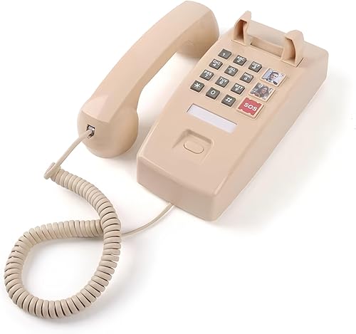 Miniatura 10 de Teléfono doméstico TRIMLINE vintage con cable, teléfono fijo de montaje en pared fácil, teclado de botones grandes, teléfonos para personas mayores,