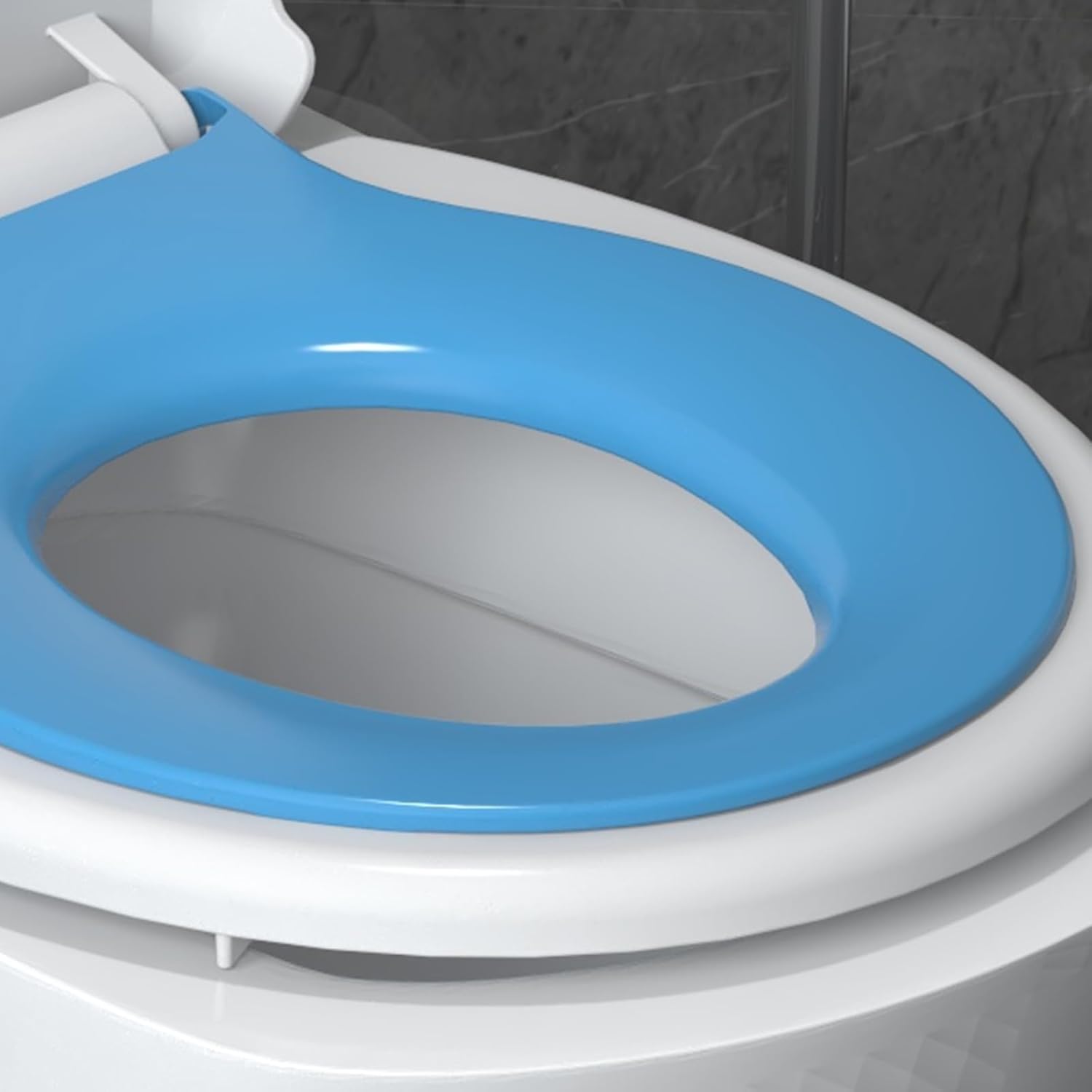 Elongated Blue Mother and Child Toilet Seat - Built-In Toddler Potty Training Seat, Slow Close, Tool-Free Easy Installation